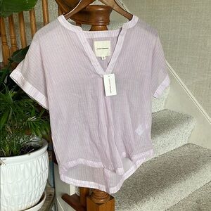 Lucky Brand Women's Light Purple Striped Tunic Top